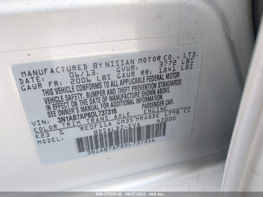 2013 NISSAN SENTRA SV - 3N1AB7AP8DL737316