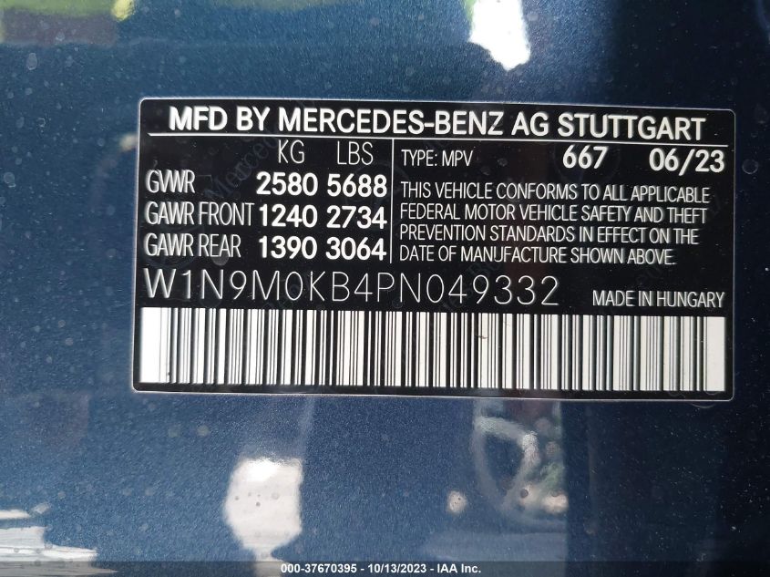 2023 MERCEDES-BENZ EQB 300 SUV 4MATIC - W1N9M0KB4PN049332