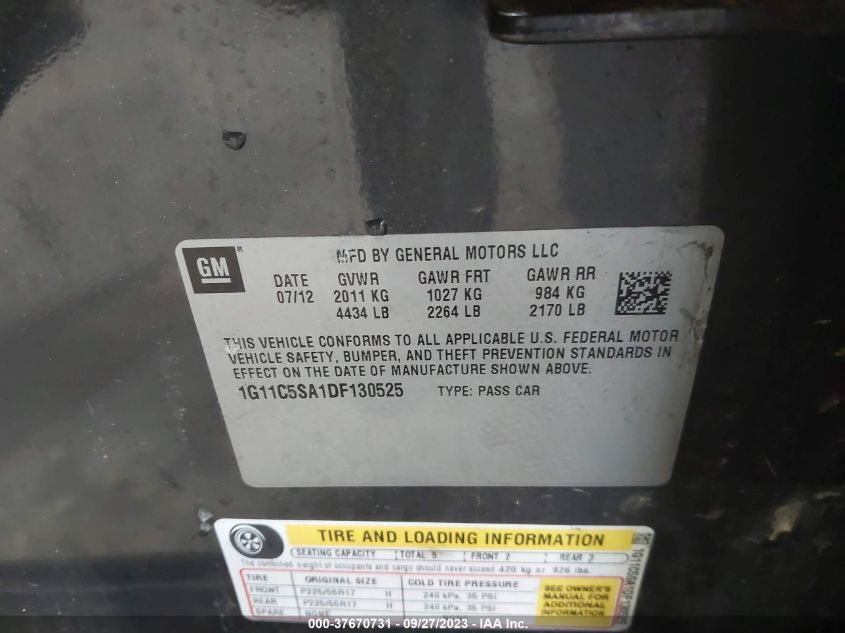 2013 CHEVROLET MALIBU LT - 1G11C5SA1DF130525