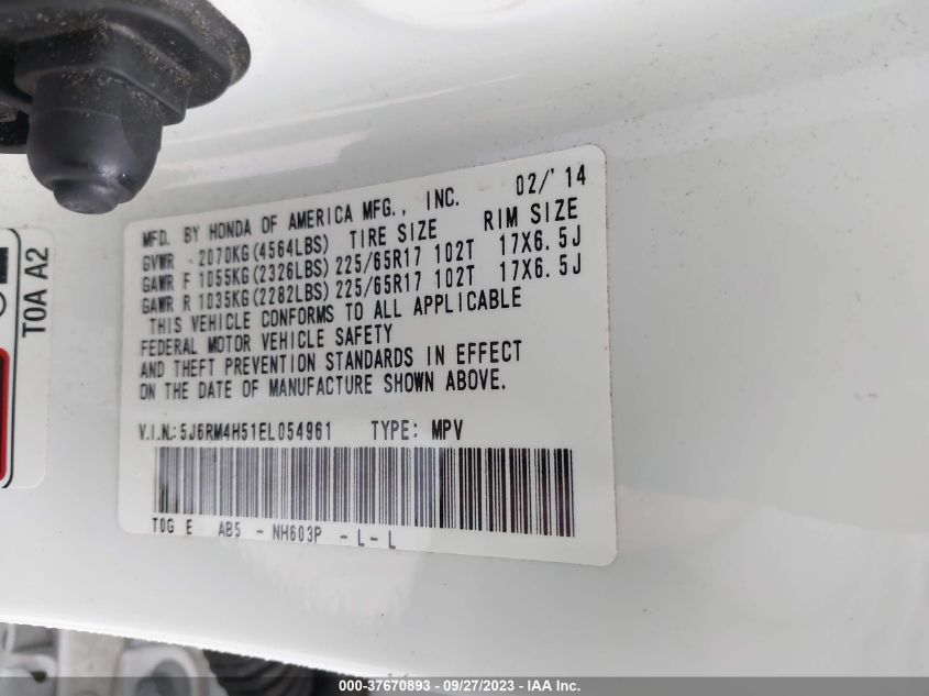 2014 HONDA CR-V EX - 5J6RM4H51EL054961