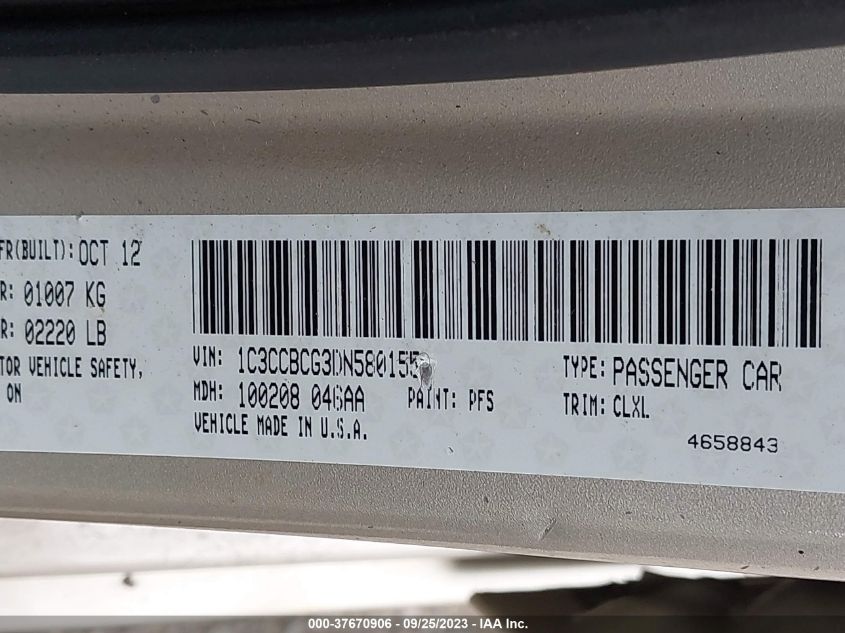 2013 CHRYSLER 200 LIMITED - 1C3CCBCG3DN580155