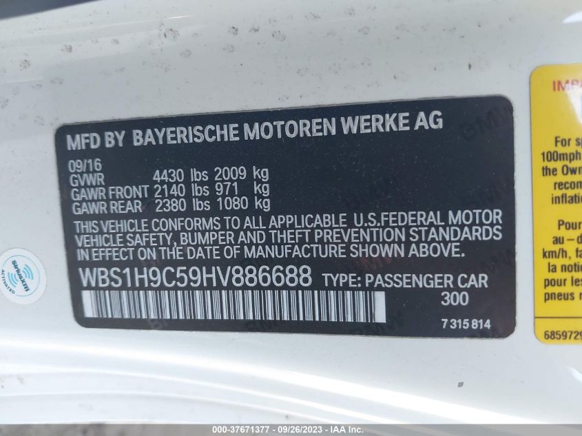 2017 BMW M2 WBS1H9C59HV886688