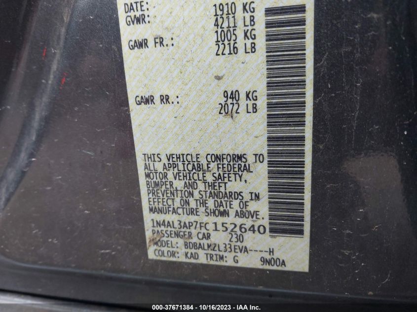 2015 NISSAN ALTIMA 2.5 SV - 1N4AL3AP7FC152640
