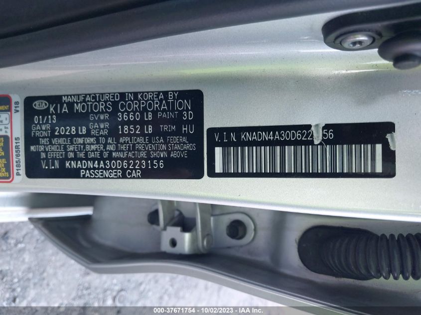 2013 KIA RIO EX - KNADN4A30D6223156
