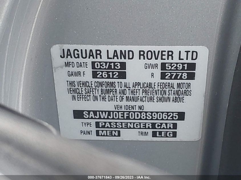 2013 JAGUAR XF V6 AWD - SAJWJ0EF0D8S90625