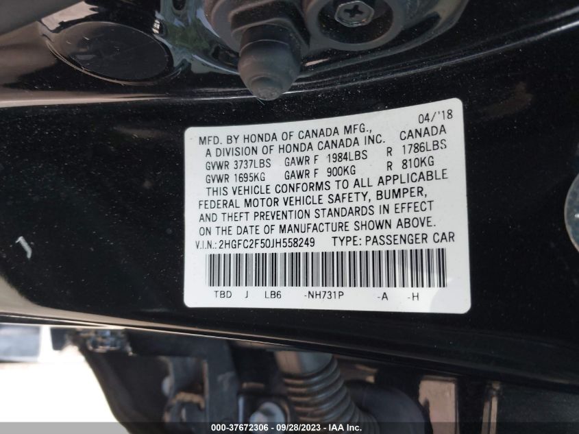 2018 HONDA CIVIC SEDAN LX - 2HGFC2F50JH558249