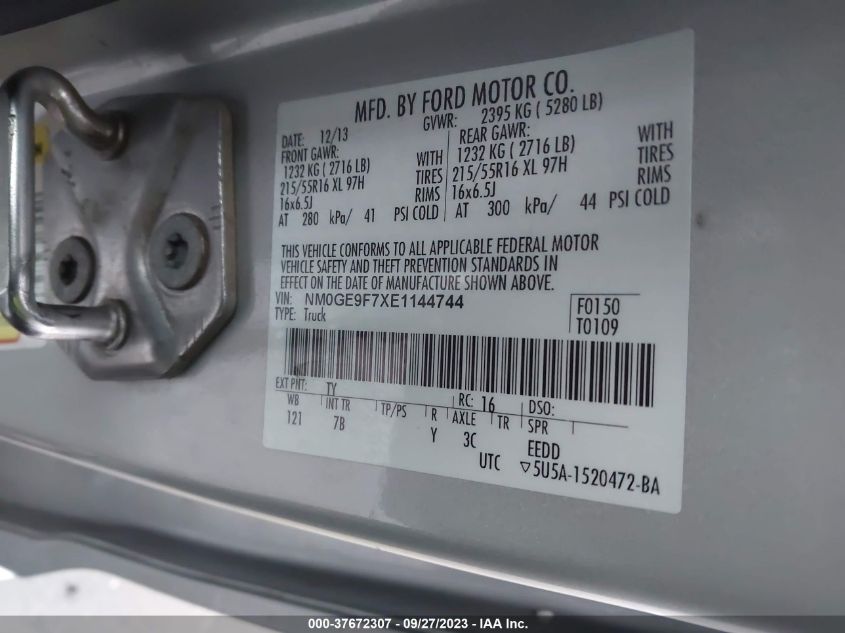 2014 FORD TRANSIT CONNECT WAGON XLT NM0GE9F7XE1144744