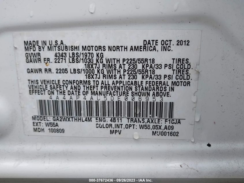 2013 MITSUBISHI OUTLANDER SPORT SE - 4A4AP4AU5DE006953