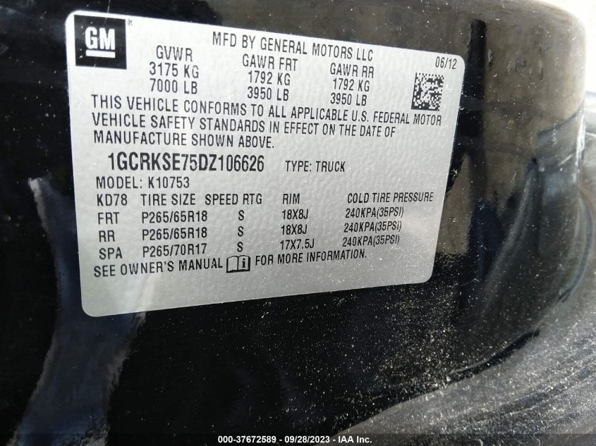 2013 CHEVROLET SILVERADO 1500 LT - 1GCRKSE75DZ106626