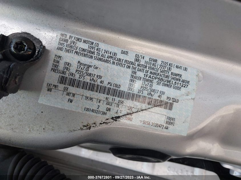 2014 FORD C-MAX HYBRID SEL - 1FADP5BU9EL511227