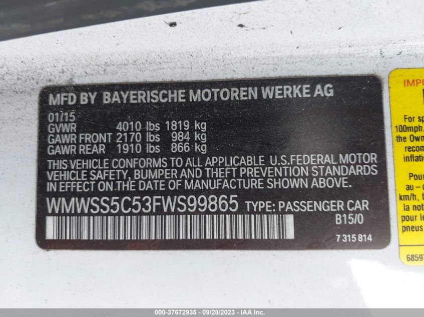2015 MINI COOPER PACEMAN S WMWSS5C53FWS99865