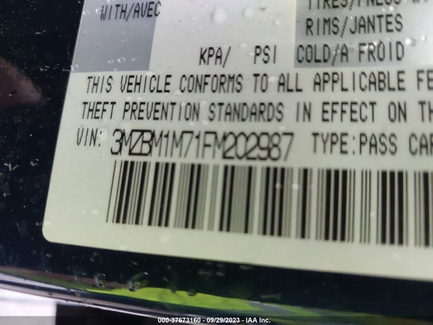 2015 MAZDA MAZDA3 I GRAND TOURING - 3MZBM1M71FM202987
