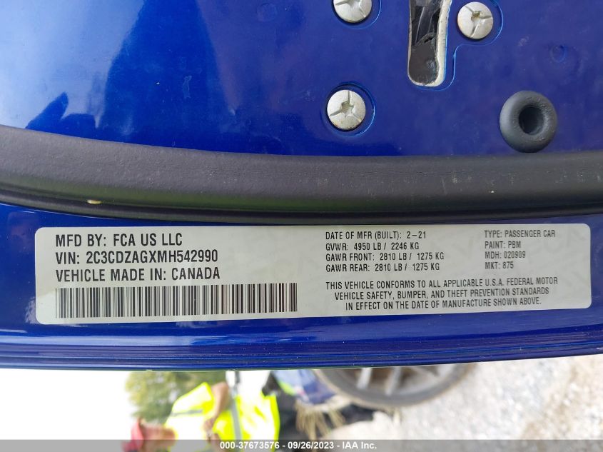 2021 DODGE CHALLENGER SXT - 2C3CDZAGXMH542990