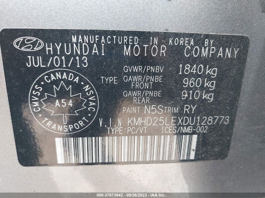 2013 HYUNDAI ELANTRA GT GL - KMHD25LEXDU128773