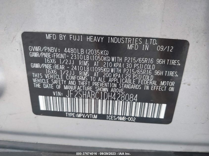 2013 SUBARU FORESTER 2.5X - JF2SHABC1DH428084