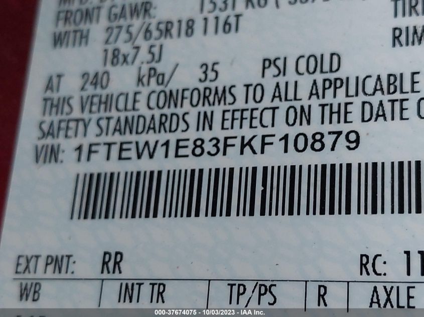2015 FORD F-150 XLT/XL - 1FTEW1E83FKF10879