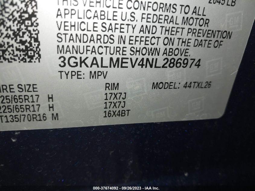 2022 GMC TERRAIN SLE - 3GKALMEV4NL286974