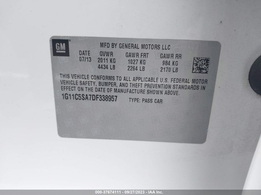 2013 CHEVROLET MALIBU LT - 1G11C5SA7DF338957