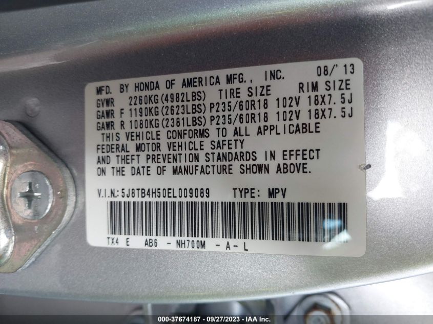 2014 ACURA RDX TECH PKG - 5J8TB4H50EL009089
