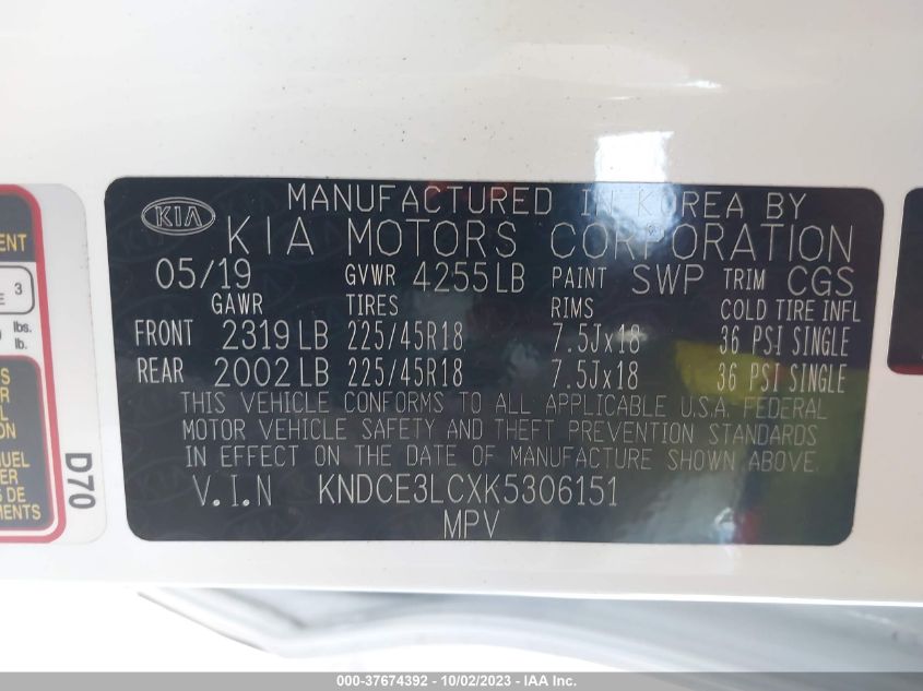 KNDCE3LCXK5306151 Kia Niro TOURING 9