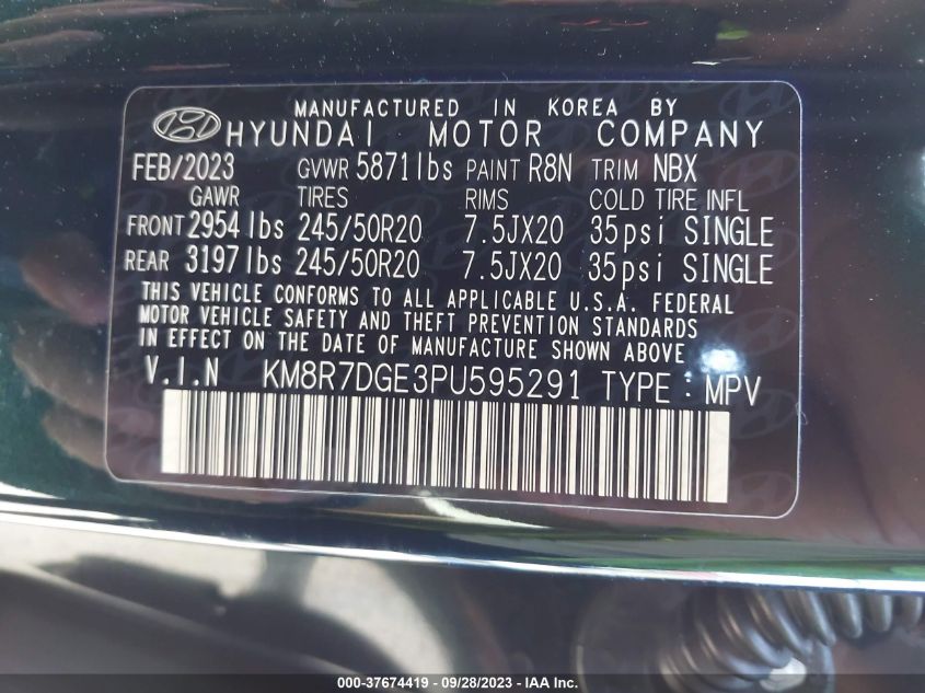 KM8R7DGE3PU595291 Hyundai Palisade CALLIGRAPHY 9