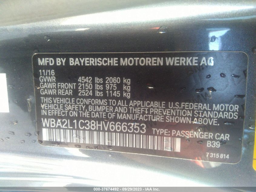 2017 BMW M240I - WBA2L1C38HV666353