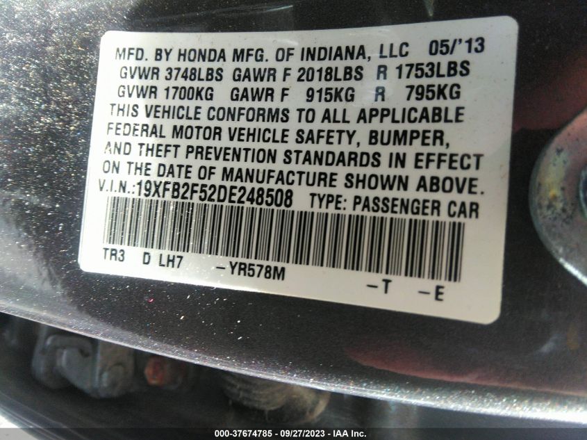 2013 HONDA CIVIC SDN LX - 19XFB2F52DE248508