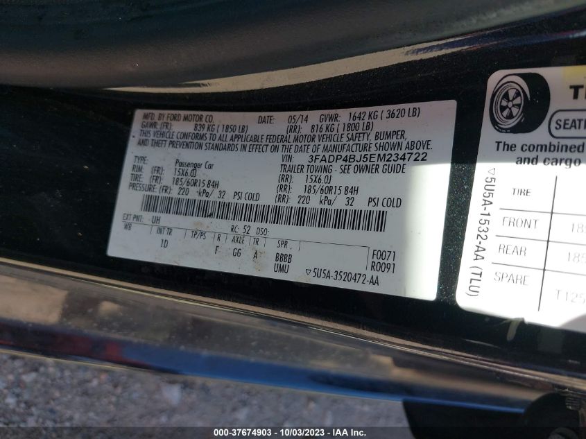 2014 FORD FIESTA SE - 3FADP4BJ5EM234722