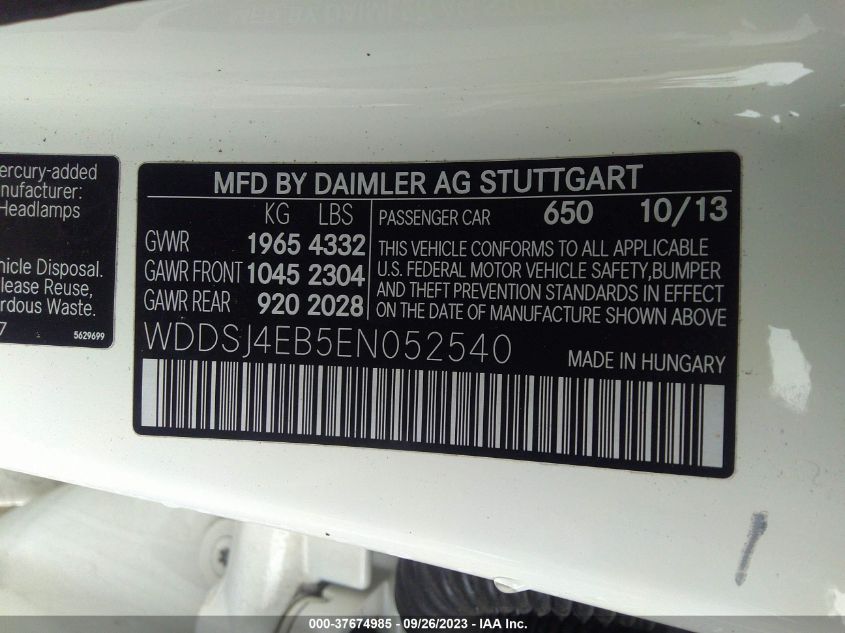 2014 MERCEDES-BENZ CLA 250 - WDDSJ4EB5EN052540