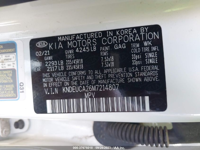 2021 KIA SELTOS S - KNDEUCA26M7214807