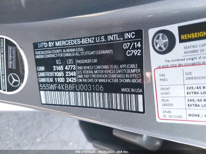 2015 MERCEDES-BENZ C-CLASS C 300 - 55SWF4KB8FU003106