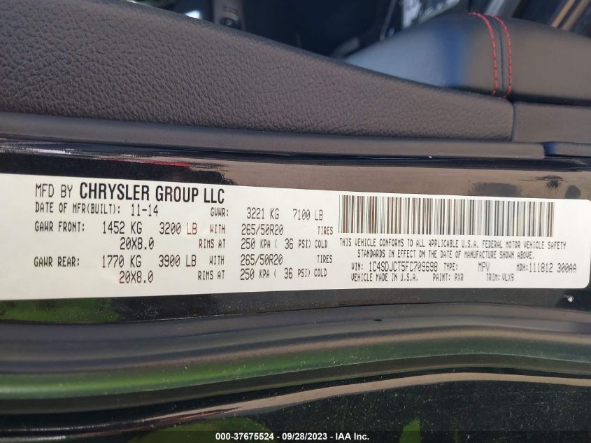 2015 DODGE DURANGO R/T - 1C4SDJCT5FC709698