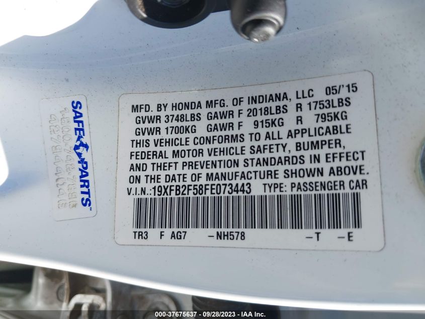 2015 HONDA CIVIC SEDAN LX - 19XFB2F58FE073443
