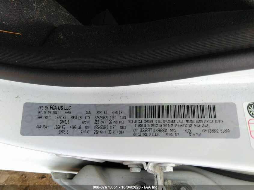 2020 RAM 1500 BIG HORN/LONE STAR - 1C6SRFFT1LN28C834