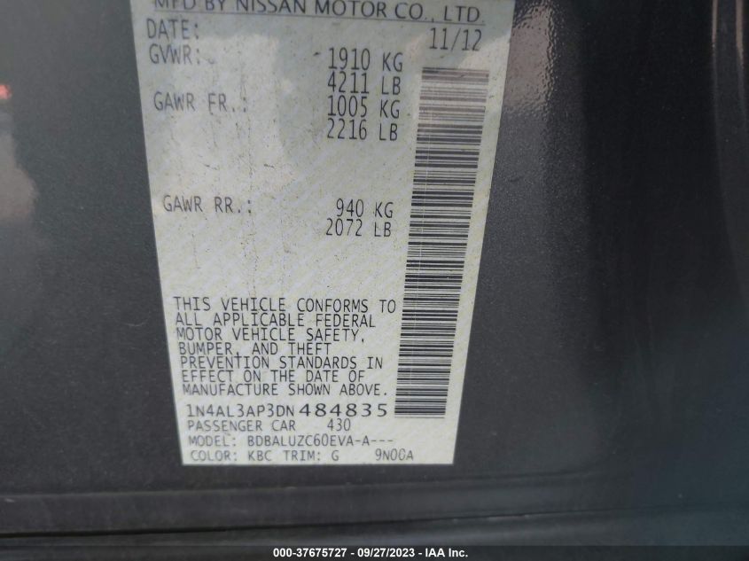 2013 NISSAN ALTIMA 2.5 SV - 1N4AL3AP3DN484835