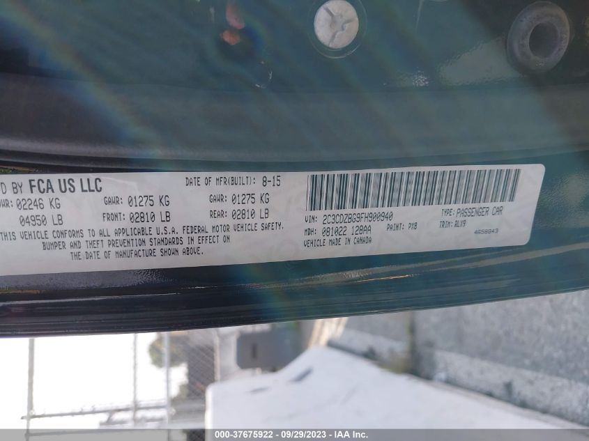 2015 DODGE CHALLENGER SXT PLUS - 2C3CDZBG9FH900940
