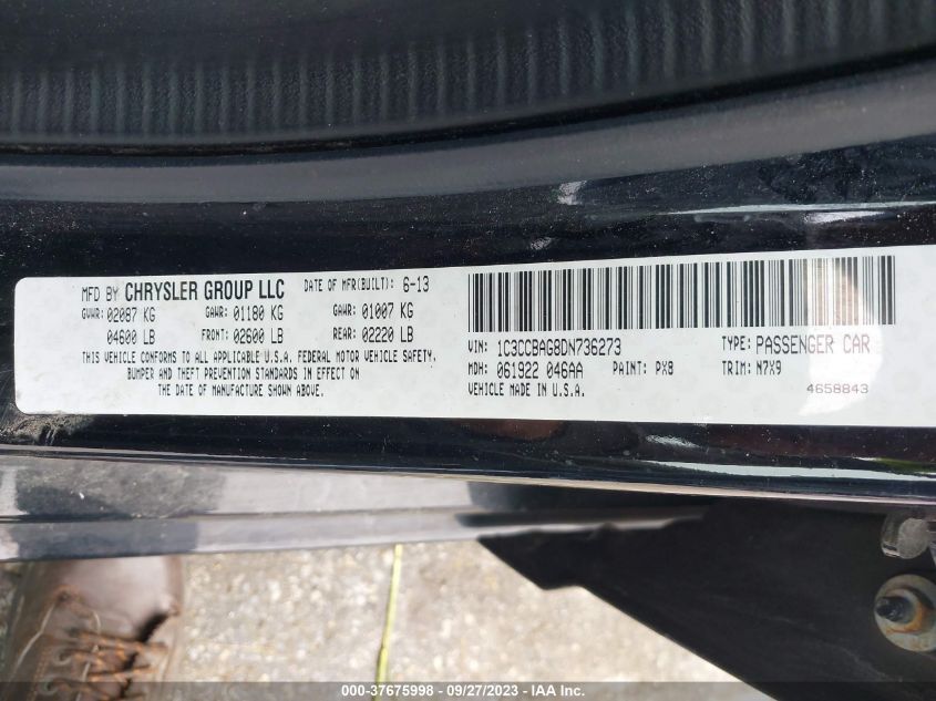 2013 CHRYSLER 200 LX - 1C3CCBAG8DN736273
