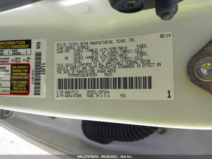 2014 TOYOTA TUNDRA 2WD TRUCK SR/SR5 - 5TFRM5F16EX078354