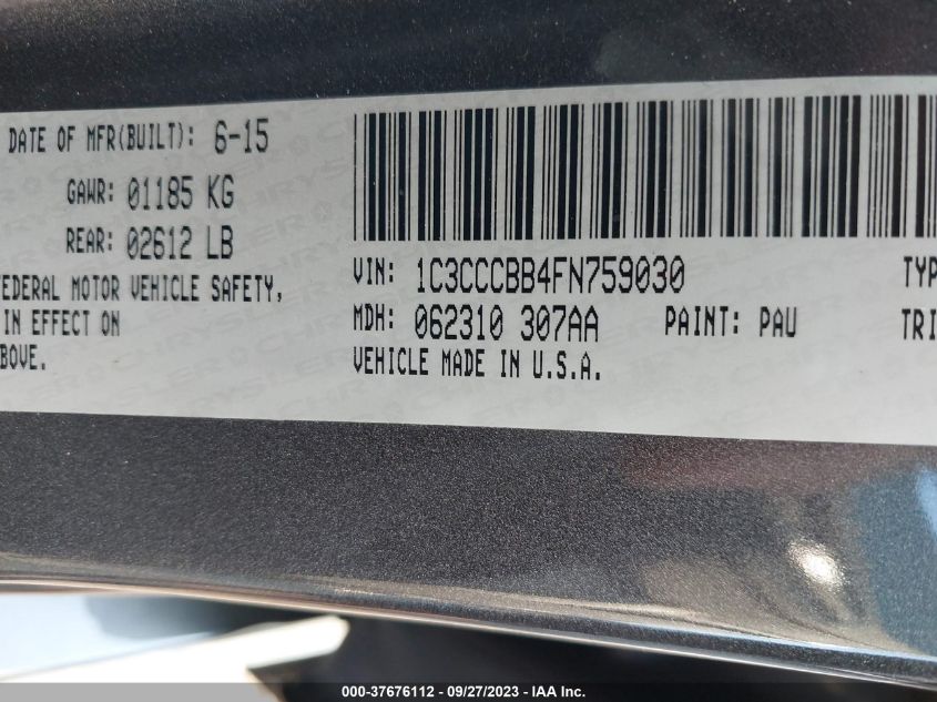 2015 CHRYSLER 200 S - 1C3CCCBB4FN759030