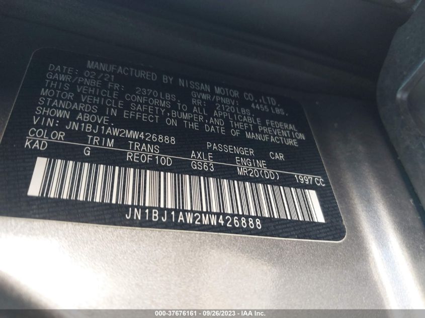 2021 NISSAN ROGUE SPORT S - JN1BJ1AW2MW426888