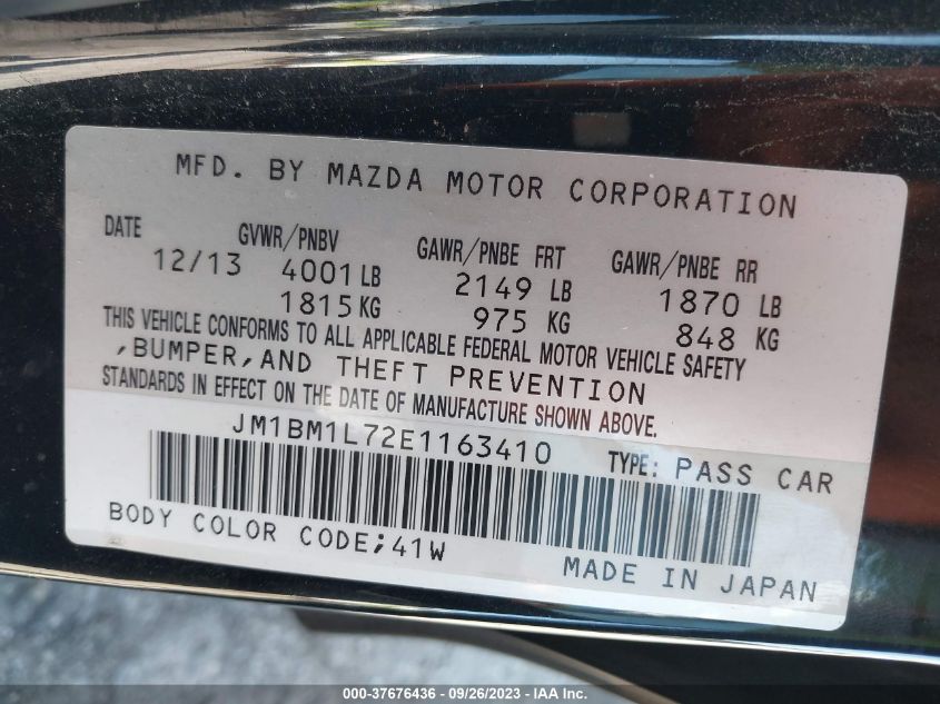 2014 MAZDA MAZDA3 I TOURING - JM1BM1L72E1163410