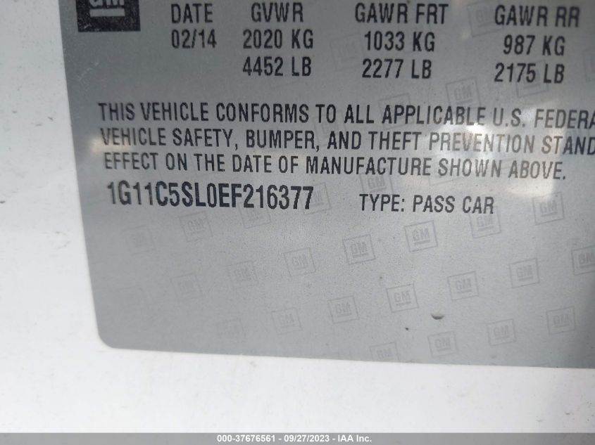 2014 CHEVROLET MALIBU LT - 1G11C5SL0EF216377