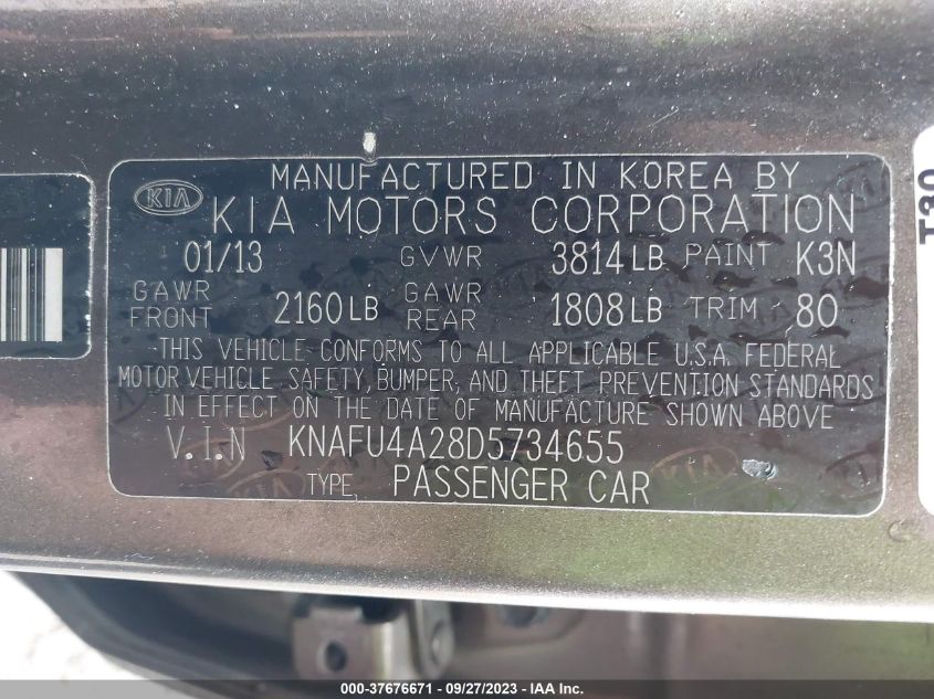2013 KIA FORTE EX - KNAFU4A28D5734655