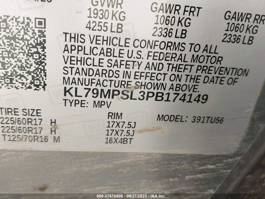 2023 CHEVROLET TRAILBLAZER LT - KL79MPSL3PB174149