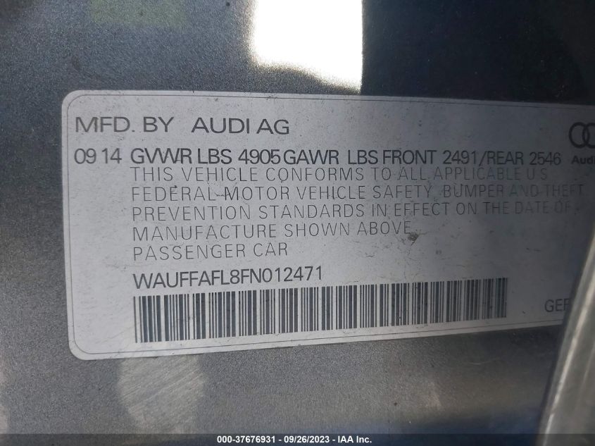 2015 AUDI A4 PREMIUM PLUS - WAUFFAFL8FN012471