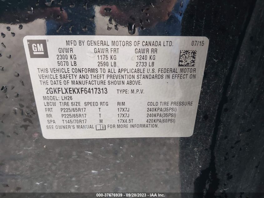 2015 GMC TERRAIN SLT - 2GKFLXEKXF6417313
