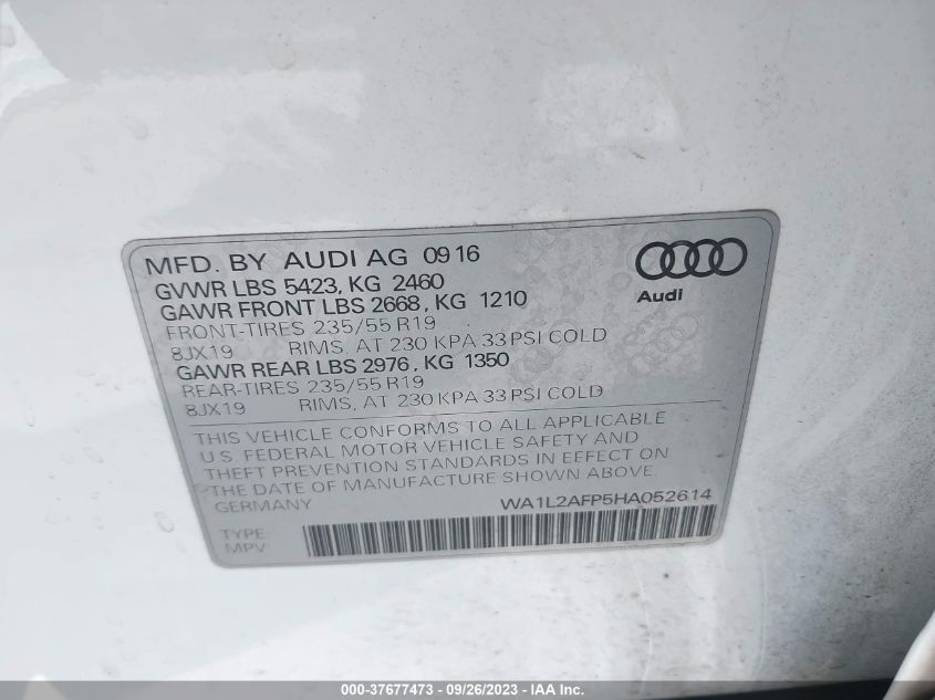 WA1L2AFP5HA052614 2017 AUDI Q5, photo no. 9