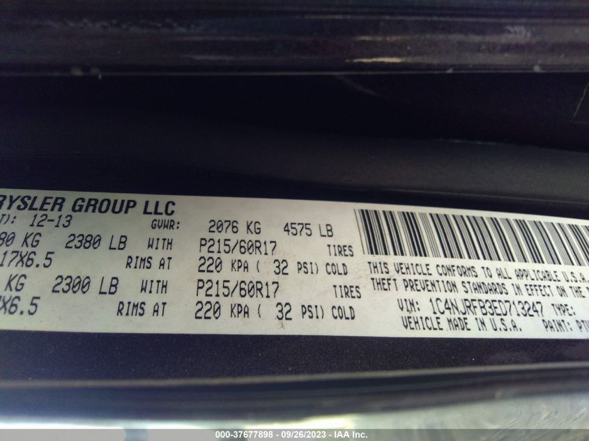 2014 JEEP PATRIOT LATITUDE - 1C4NJRFB3ED713247