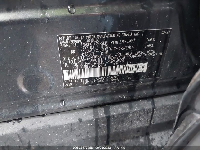 2021 TOYOTA RAV4 LE - 2T3G1RFV8MC195903