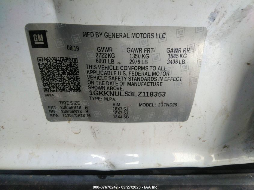 2020 GMC ACADIA SLT - 1GKKNULS3LZ118353